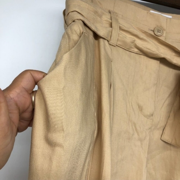 NWT Calvin Klein Tan Paperbag Trousers size 14 - Picture 3 of 6